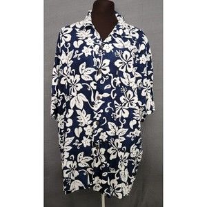 Pineapple Connection Hawaiian Shirt Blue White Short Sleeve‎ Sz XL Mens Tropical